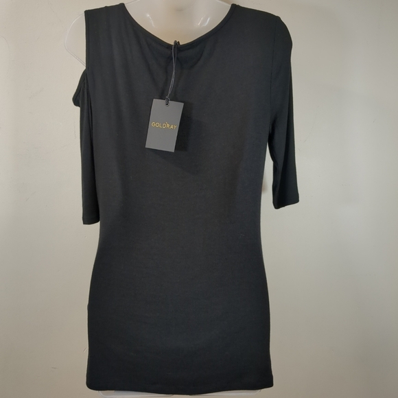 Goldray Women's Garima Asymmetrical Cold Shoulder Black Top , NWT Size XL - Picture 3 of 8